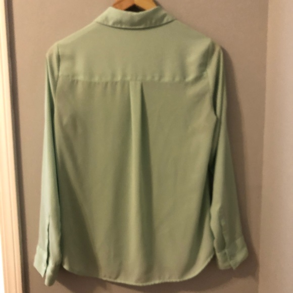 Express Mint Sheer Button Down Shirt Blouse - Picture 5 of 6